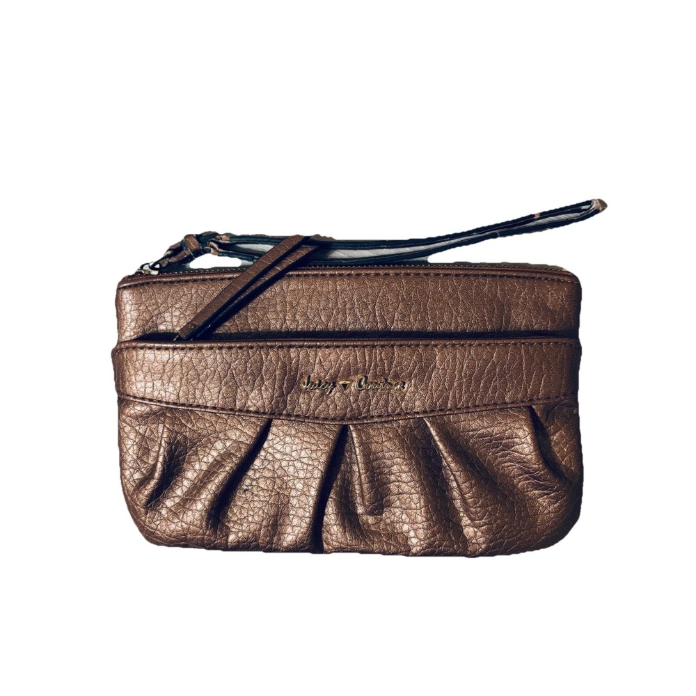 Vtg Rare Y2K Juicy Couture Wristlet‎ Bronze Clutch Bag Glam Preppy Night Out